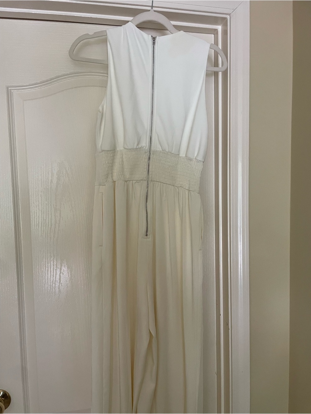 Elegant White Fringe detachable Cape and Jumpsuit Set- 2Piece - Picture 10 of 16